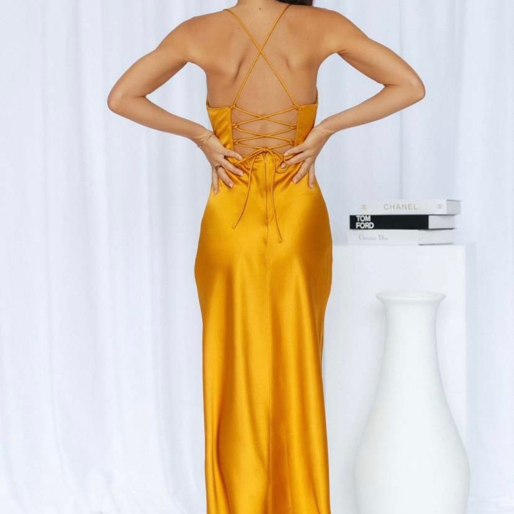 {{Hello Molly gold strappy cutout dress}} - Picture 2 of 3